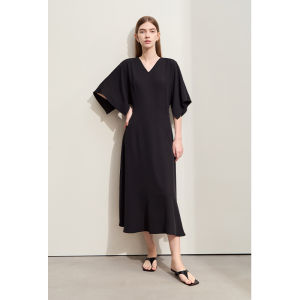 AMII | Summer New Office V-Neck Irregular Sleeve Loose Drape Waist-Cinching Dress