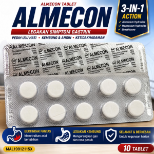 Prime Almecon Tablets 10s (1 Strip) for Gastric hyperacidity flatulence indigestion