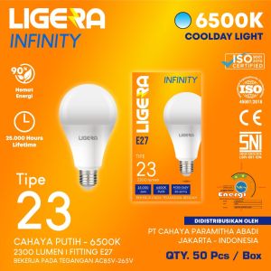 Lampu LED LIGERA INFINITY 23W Bulb super terang cahaya putih 6500K fiting E27