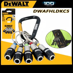 DeWalt | DEWALT DWAFHLDKC5 1/4" Hex Shank Locking Bit Holder Set Keyring for Drill Driver Screwdriver Bits