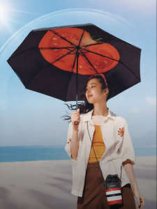 Beneunder | Portable Womens Sunshade Umbrella BM397 UV Protection Spring Summer Polyester Fiber Five-fold Compact Sunny Rain Dual-use Umbrella