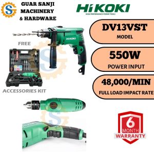 HIKOKI DV13VST IMPACT DRILL WITH ACCESSORIES KIT 550W 13MM