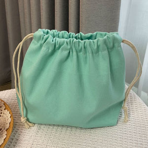 Large Capacity Dustproof Canvas Makeup Bag with Drawstring Bag Organizer Inner Pouch Pure Color Soft Foldable Casual Style