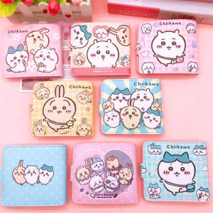 New Cute Cartoon Chiikawa Wallet Kawaii Hachiware Usagi Short 2-Fold Pu Button Coin Wallet Card Bag Student Change Purse Gift