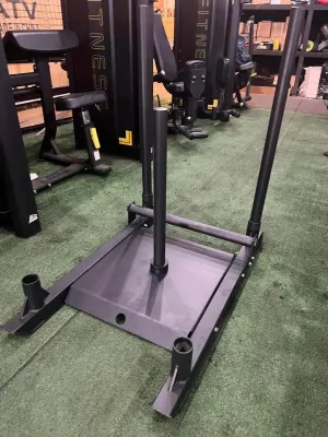 Black Premium Sled Workout Agility and Strength Trainer. Used Indoor & Outdoor. Workout Sled Push Pull Mechanism