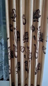 Gorden Jendela Pintu Kain Blackout Floking Tebal Bludru Motif Bunga Tulip model Smokering
