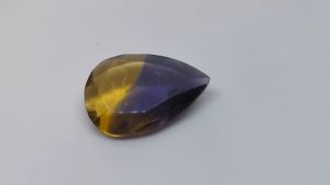 Natural Brazil Purple Yellow Color Ametrine 15.05 Cts. Pear Cut Eye Clean Loose Gemstone