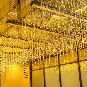 5m-40m LED Icicle Curtain String Lights Christmas Garland Droop 0.3m-0.5m Outdoor Garden Street Yard Wedding Decorative lighting