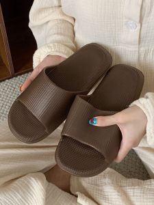 Couples Home Bathroom Anti-Slip EVA Slippers Thin Strip Walking on Poop Feel Simple Style Pure Color Waffle Pattern Summer Sandals