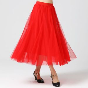 Skirt Red Mesh Big Hem Skirt Summer New Arrival Dancing Skirt Silm Mid Length Long Length Dance Skirt Fashion Sense