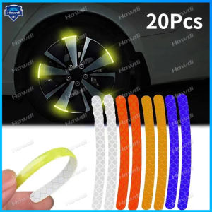 20Pcs Car Wheel Hub Reflective Sticker Tire Rim Luminous Stickers Roadway Safety Reflective Strip for Auto Motorcycle Bicycle