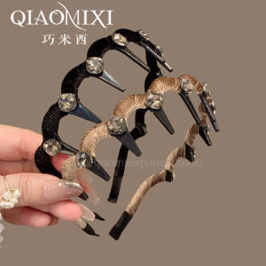 New 2025 Black Wave round Diamond Hairband Crystal Sparkling Hair Clip Anti-slip Toothed Hair Bundling Fashionable Hair Accessories