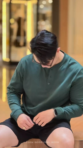 Oxwhite Men 100% Cotton Long Sleeve Henley Tee - Regular Fit Lightweight Pullover Shirt with Ribbed Collar - Perfect for Cooler Weather and Casual Look