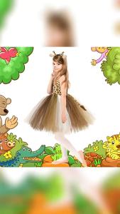 Cute Leopard Tiger Cat Giraffe Tutu Dress For Girls Halloween Animal Cosplay Costume Outfit Kids Christmas Carnival Party Dress