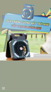 🌞 Quạt CAMPING DU LỊCH CẮM TRẠI Năng Lượng Mặt Trời  Gió Mạnh Siêu Yên Tĩnh | Sạc USB & Dự Phòng Điện Thoại🔋K5-10.6