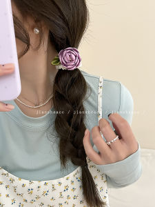 ยางรัดผมรูปดอกกุหลาบ รุ่นใหม่ปี 2024 ระดับไฮเอนด์ หรูหรา เครื่องประดับผมสไตล์เกาหลีสำหรับผู้หญิง ยางรัดผมสุดหรู