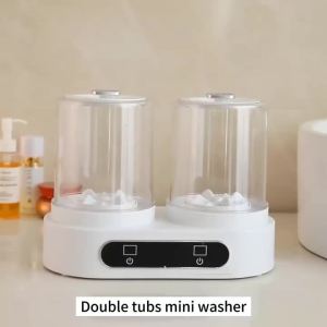 Portable Dual Mini Washing Machine Cordless Automatic Washer Rechargeable Laundry Cup Ultrasonic Bra Socks Cleanser