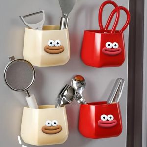 Magnetic Multi-Functional Storage Box Desktop Storage Space Pen Holder with Stickers Organizer for Home Office Kitchen Bathroom