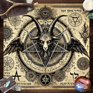 VIKAMA Nghi Thức Đen Tối Khăn Trải Bàn Chống Thấm Nước Pentagram Dê Chữ Thập Do Thái Gothic Bàn Thờ Bói Toán Vòng Tròn Ma Thuật Polyester Trang Trí