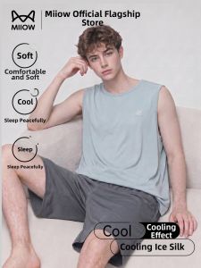 MiiOW | Mens Modal Ice Silk Sleeveless Summer Lightweight Pajama Set