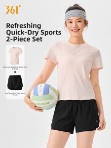 361° | Summer Short Sleeve Short Pants Womens Sportswear for Badminton Fitness Running Quick-dry