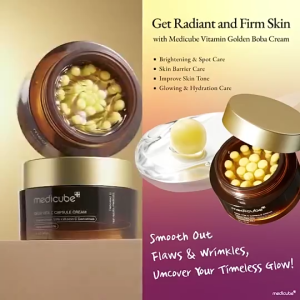 Medicube Deep Vita C Capsule Cream Vitamin C Boba Capsule Facial Cream Fade Dark Spots & Pigment Marks Brighten Dull Skin Even Skin Tone Revitalizing Face Cream
