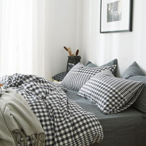 Pure Cotton Bedding Set Color Woven Three Piece Quilt Cover Sheet Bed Canopy Patterned Washable Cotton Bedding Ensemble