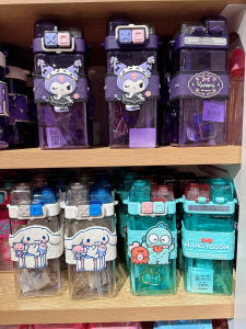 Cute Sanrio Kitty Leakyproof Straw Water Bottle Large Ear Dog Ugly Fish Cartoon Character Insulated Sports Drink Cup for Women