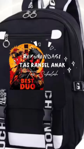 Js Stlye Tas Sekolah NAROTO BEST DUO 0054 Uniseks Tas Ransel Bahu GandaTas Laptop Mochila 4in1 anak