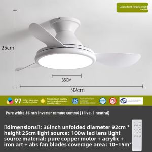 Kairui | Quiet Variable Frequency Ceiling Fan Light for Living Room Bedroom and Dining Room