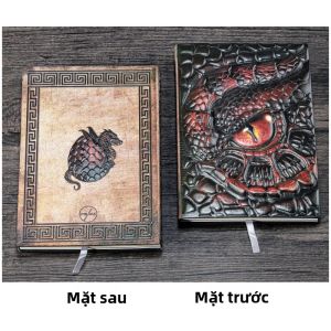 A5 Retro Bìa Cứng Bao Da Sổ Tay Dập Nổi Rồng 100 Tờ Trang Đường Ngang Văn Phòng Học Tập Nhật Ký QP-04