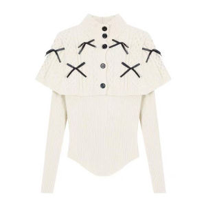 BINKAFENNY | Korean Style High Collar Knitted Base Shirt Women Early Autumn Slim Fashionable Beautiful Inner Match Coat Top Butterfly Knot