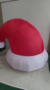 8.2FT Christmas Inflatable Santa Hat Blow up Yard Outdoor Decoration with Built in LED Lights Lighted Blow-up Funny Lawn Outsi