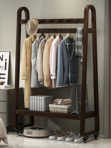 CHUJUN | Giá Đựng Mũ Quần Áo Gỗ Nguyên Khối Có Bánh Xe