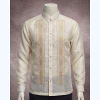 【 PREMIUM 】Modern Barong Tagalog Piña Jusilyn Long Sleeves Embroidery Mandarin Collar