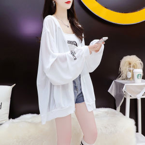 Ice Silk Hooded Lightweight Summer Cardigan Womens Loose Casual Versatile Breathable Sun Protection Outerwear Coat