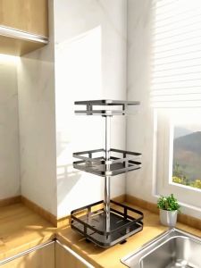 Rak Bumbu Putar Berputar 360 Derajat Rak Bumbu Dapur 3 Susun Rotate Kitchen Spice Rak Organizer