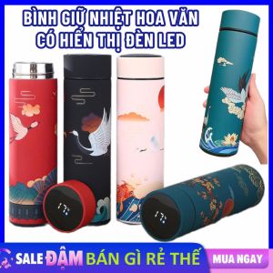 Bình Giữ Nhiệt Cổ Trang Có Đèn Led Hiển Thị Nhiệt Độ Nước Nóng Lạnh Có Lõi Lọc Trà 500ML  Bình Nước Inox  Fullbox Làm Quà Tặng Sang Trọng - Ly Giữ Nhiệt / Cốc Giữ Nhiệt 500ML