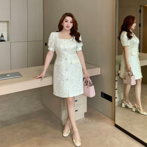 GLEC | French Retro Lace Square Neck Heavy Embroidery Dress