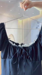 Đầm nàng thơ xinh đầm maxi đầm Mango dài phối Ren bèo có mút ngực nhún sau buộc dây nơ tay búp