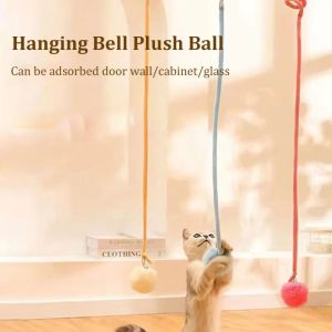 HEALMEYOU Adsorbable Spring Rope Ball Relieve Boredom Hanging Cat Toys Cats Supplies Interactive Play Bell Plush Ball