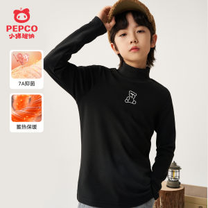 Boys Thermal Fleece Lined Half High Collar Base Shirt Inner Wear T-Shirt Autumn Winter Style Casual Loose Fit Polyester Blend