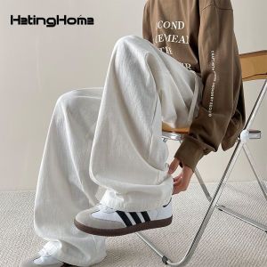 HetingHOME | Hetinghome Summer Trendy Couple Loose Mens White Casual Pants American Straight Leg Trousers Youth Vitality Style Cotton 100%