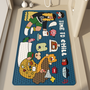 Cartoon Bathroom Anti-Slip Mat PVC Suction Foot Pad for Home Use Shower Room Child Bath Safety Non-Slip Floor Rug