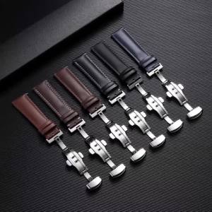 Casual Business Leather Watch Band 18mm19mm20mm21mm22mm Brown Strap Quick Release Butterfly Buckle Accessory Men Women Wristband