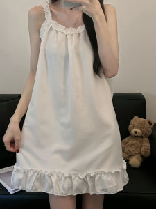 Váy Ngủ Ngọt Ngào Màu Trơn Dài Vừa Phải Cho Bé Gái Váy Ngủ Mặc Nhà Váy Công Chúa Mùa Hè Váy Ngắn Cổ Tròn Không Tay