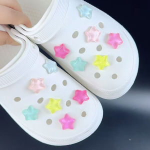 12PCS Fashion Shoe Charms Set Accessories Hole Shoe Buckle Cute Transparent Pentagram Resin DIY 3D Shoes Decorations Kids Gift