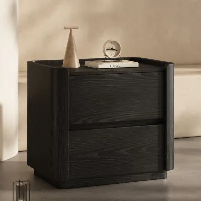 PANDIAN | Minimalist Natural Wood Grain Solid Wood Two-Drawer Bedroom Storage Bedside Cabinet