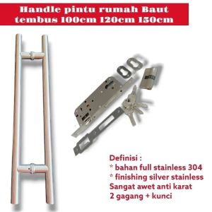 paket lengkap handle pintu rumah set kunci motif kotak antik 45cm 60cm 80cm 100cm gagang pintu
