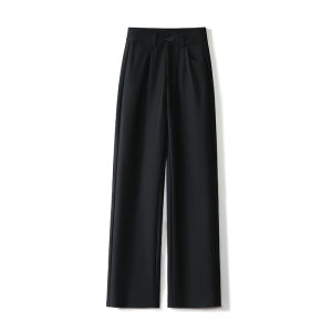 Gray Suit Pants Womens Slim Wide Leg Straight Cut Casual Trousers High Waist Spring Autumn Fashion Comfortable Polyester Fiber